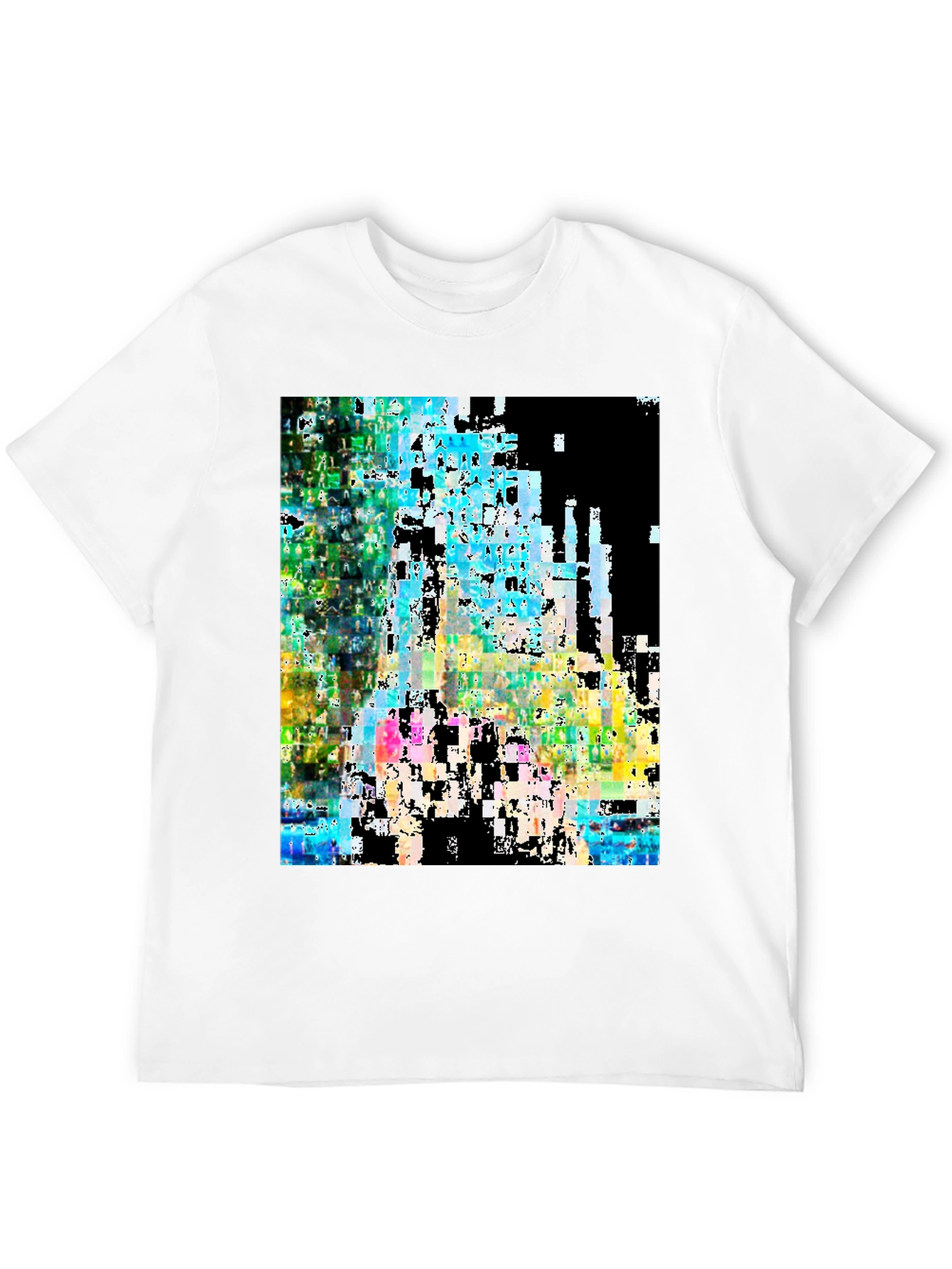 Abstract Glitch Art Black T-Shirt