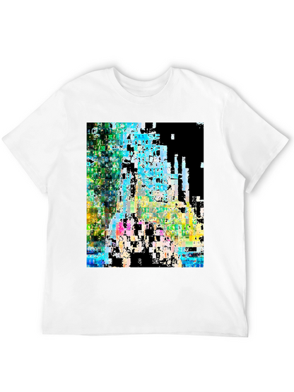 Abstract Glitch Art Black T-Shirt