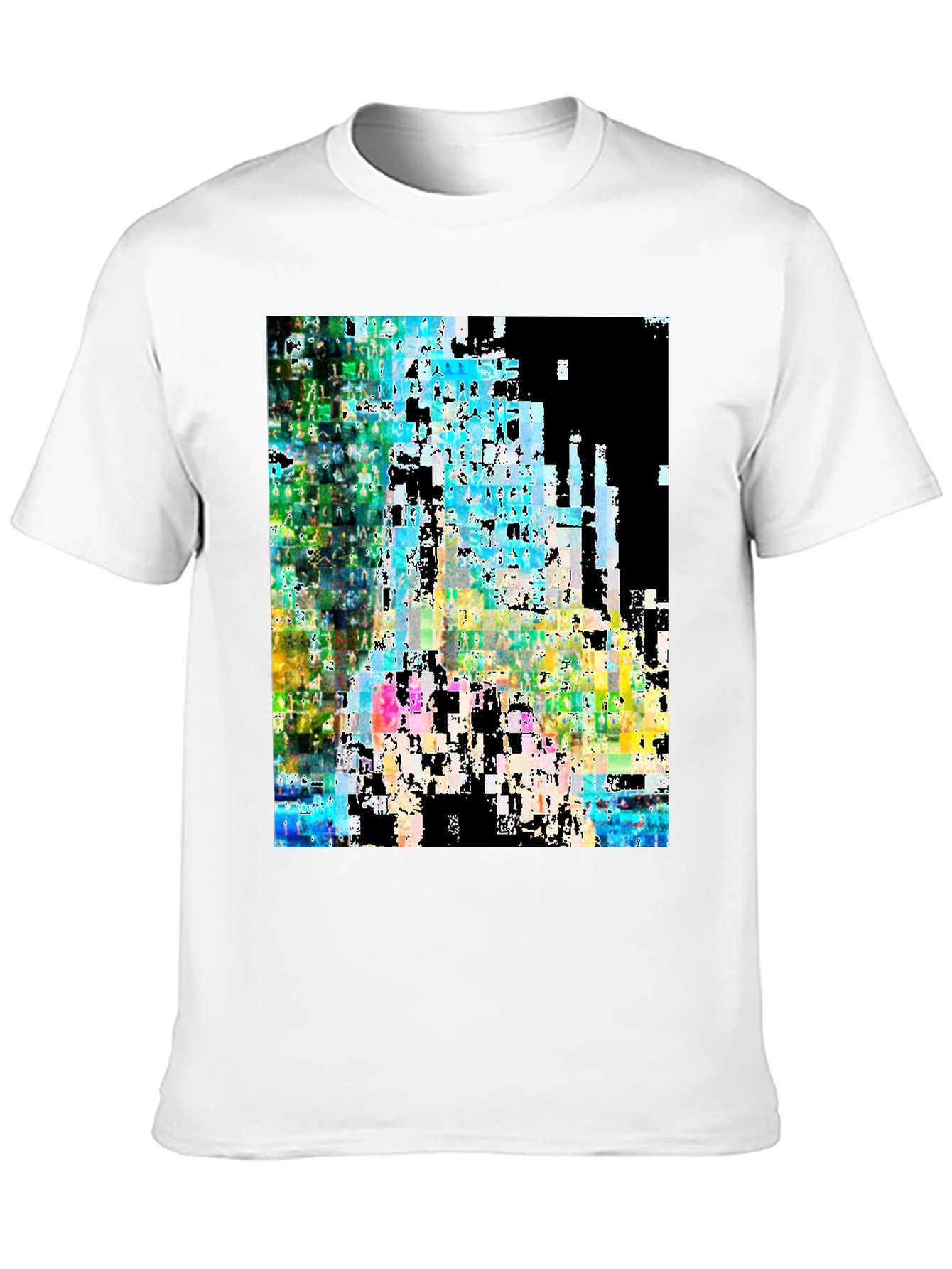 Abstract Glitch Art Black T-Shirt