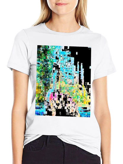 Abstract Glitch Art Black T-Shirt