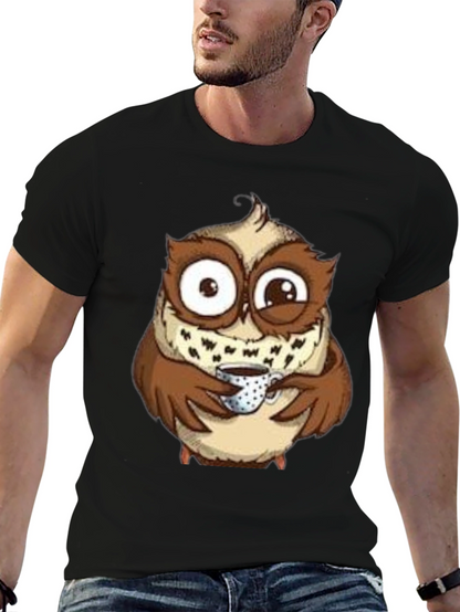 Owl Coffee Lover T-Shirt - Whimsical Bird Tee