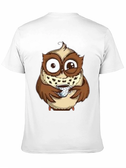 Owl Coffee Lover T-Shirt - Whimsical Bird Tee