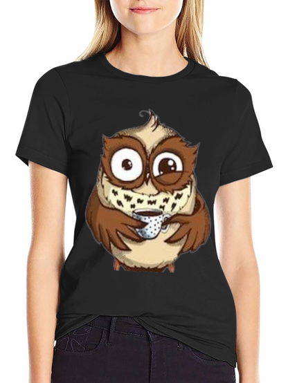 Owl Coffee Lover T-Shirt - Whimsical Bird Tee