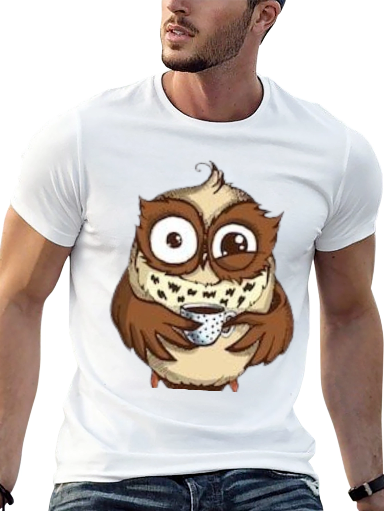 Owl Coffee Lover T-Shirt - Whimsical Bird Tee