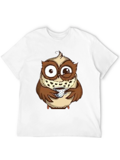 Owl Coffee Lover T-Shirt - Whimsical Bird Tee