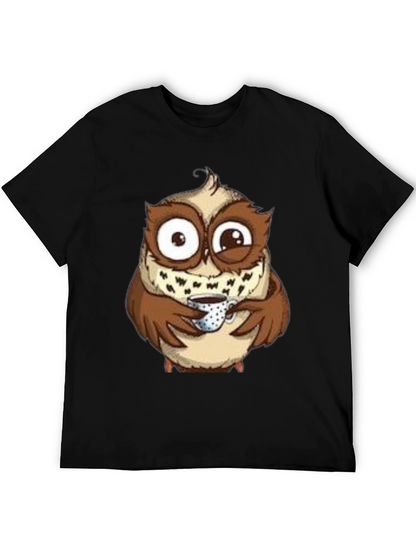 Owl Coffee Lover T-Shirt - Whimsical Bird Tee