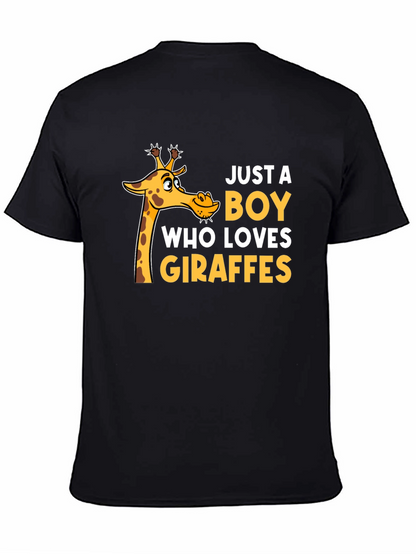 Just a Boy Who Loves Giraffes T-Shirt - Black