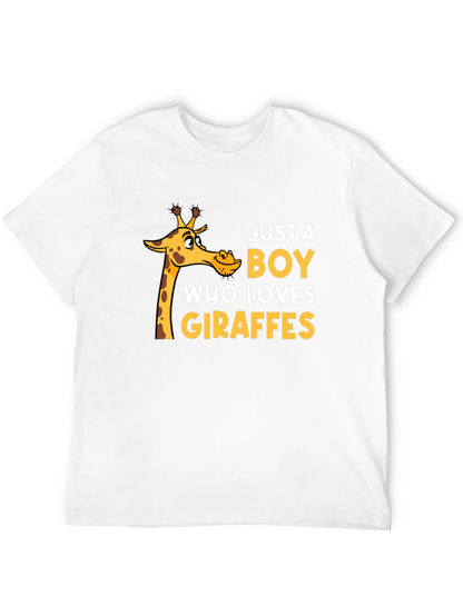 Just a Boy Who Loves Giraffes T-Shirt - Black