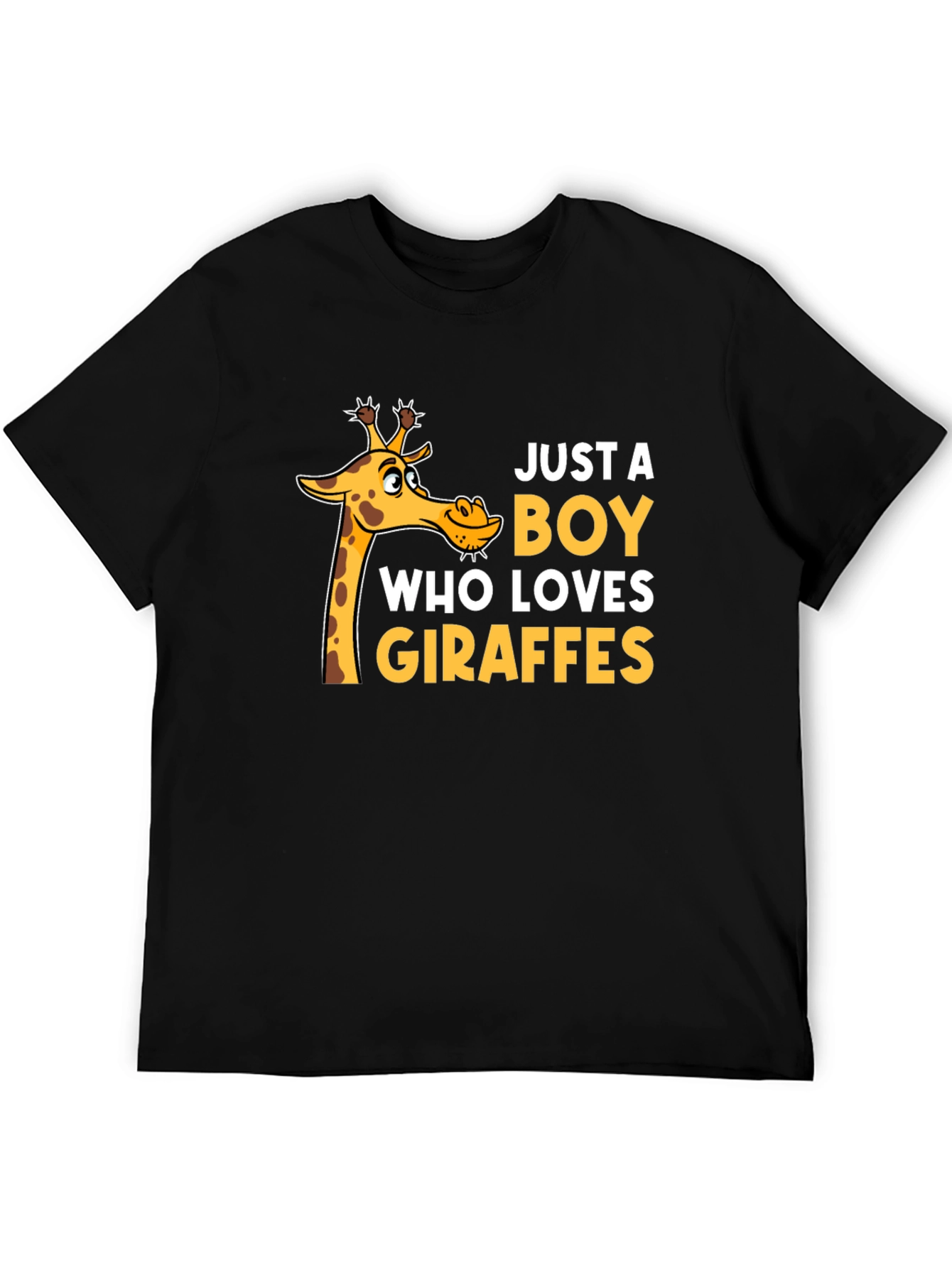 Just a Boy Who Loves Giraffes T-Shirt - Black