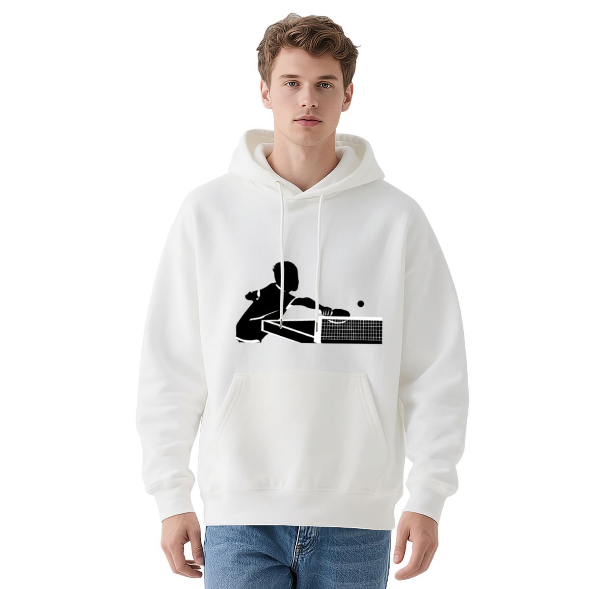 Ping Pong Action Silhouette Graphic Hoodie