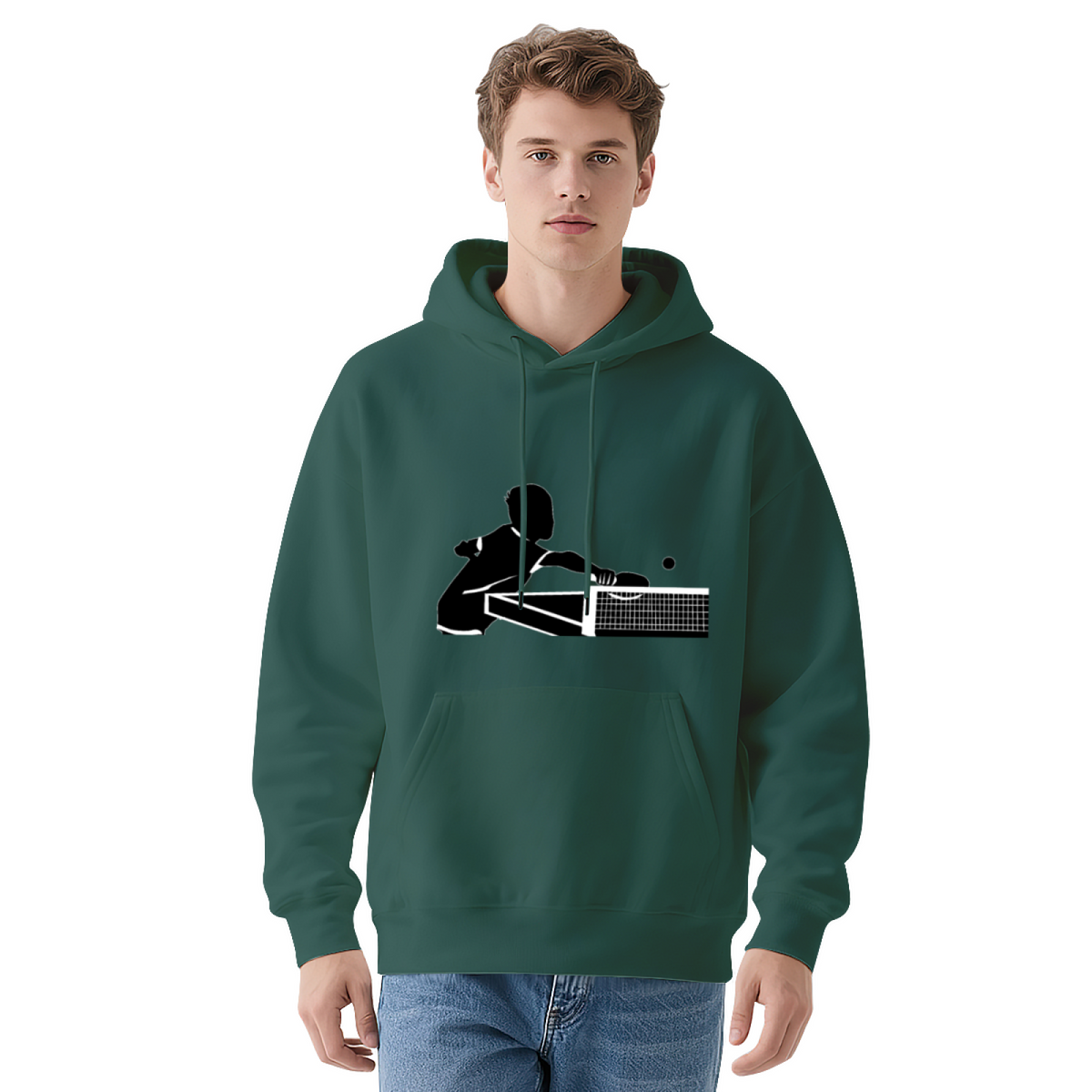 Ping Pong Action Silhouette Graphic Hoodie