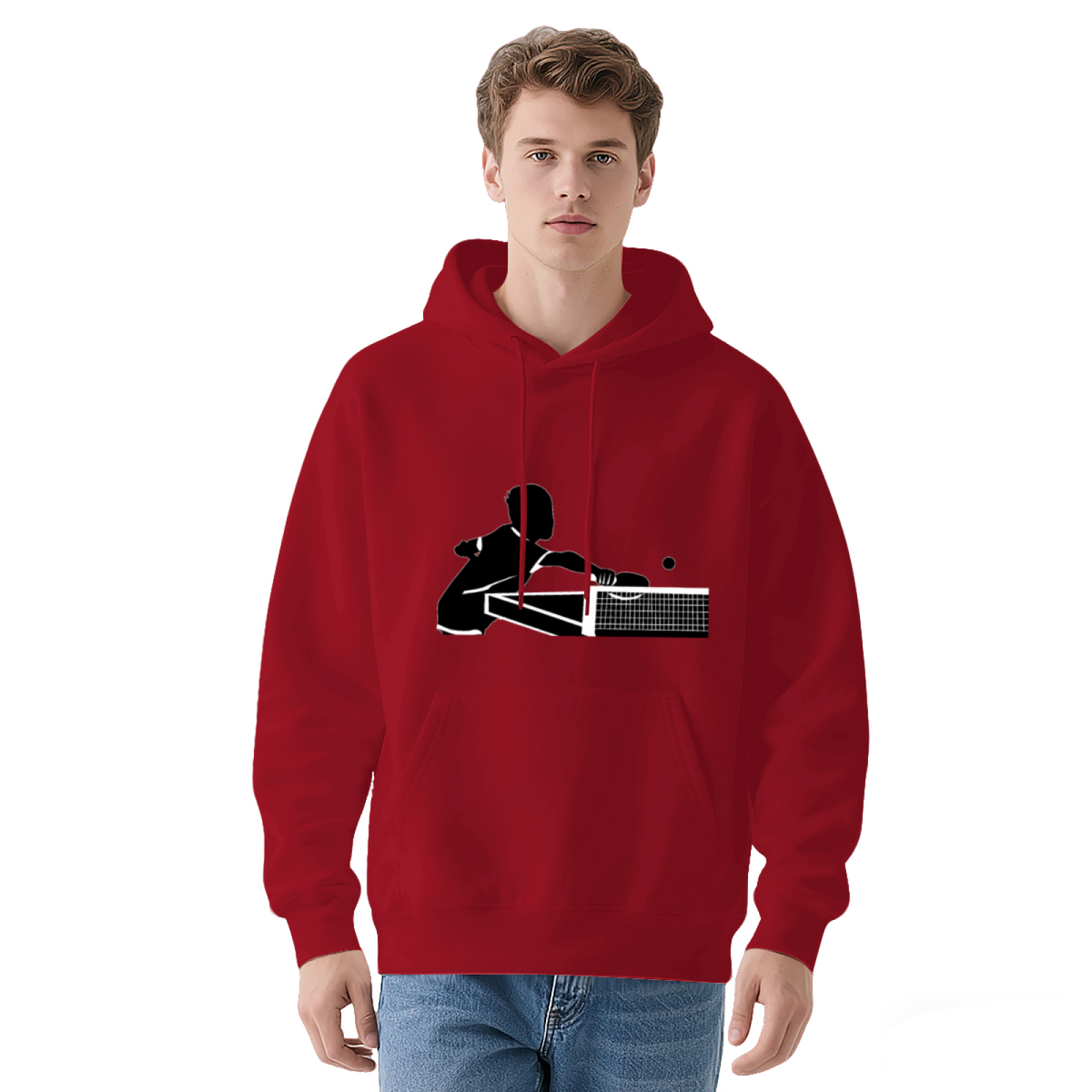 Ping Pong Action Silhouette Graphic Hoodie