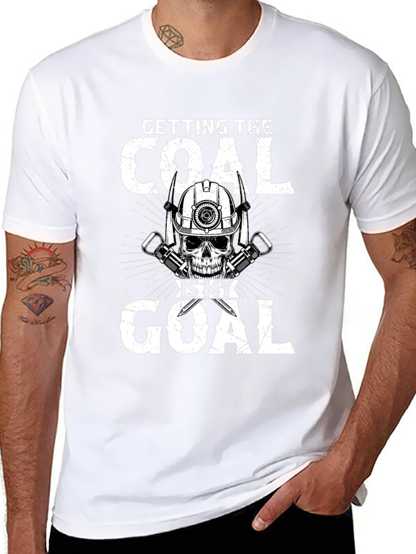 Coal Miner Skull Graphic T-Shirt