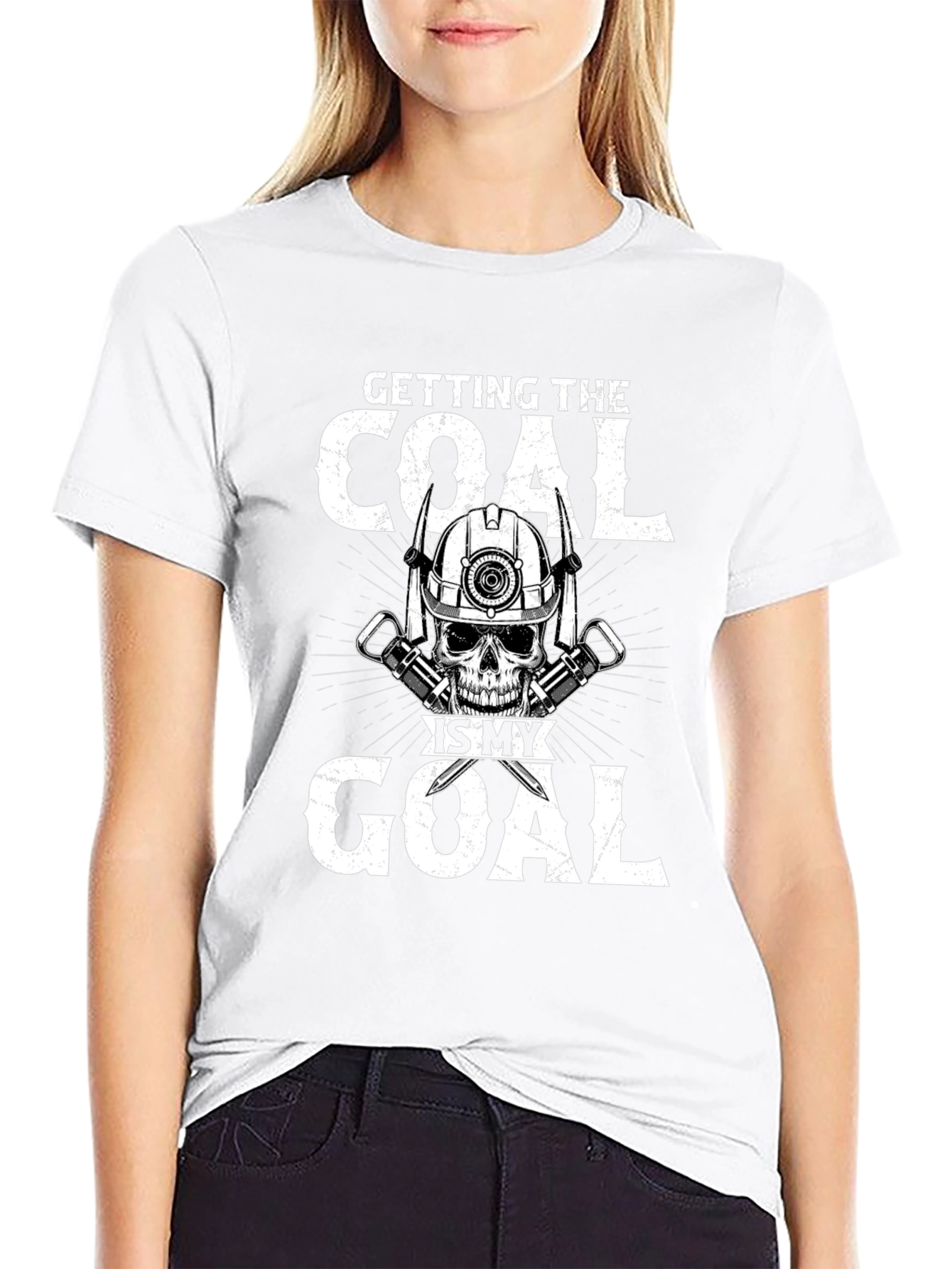 Coal Miner Skull Graphic T-Shirt
