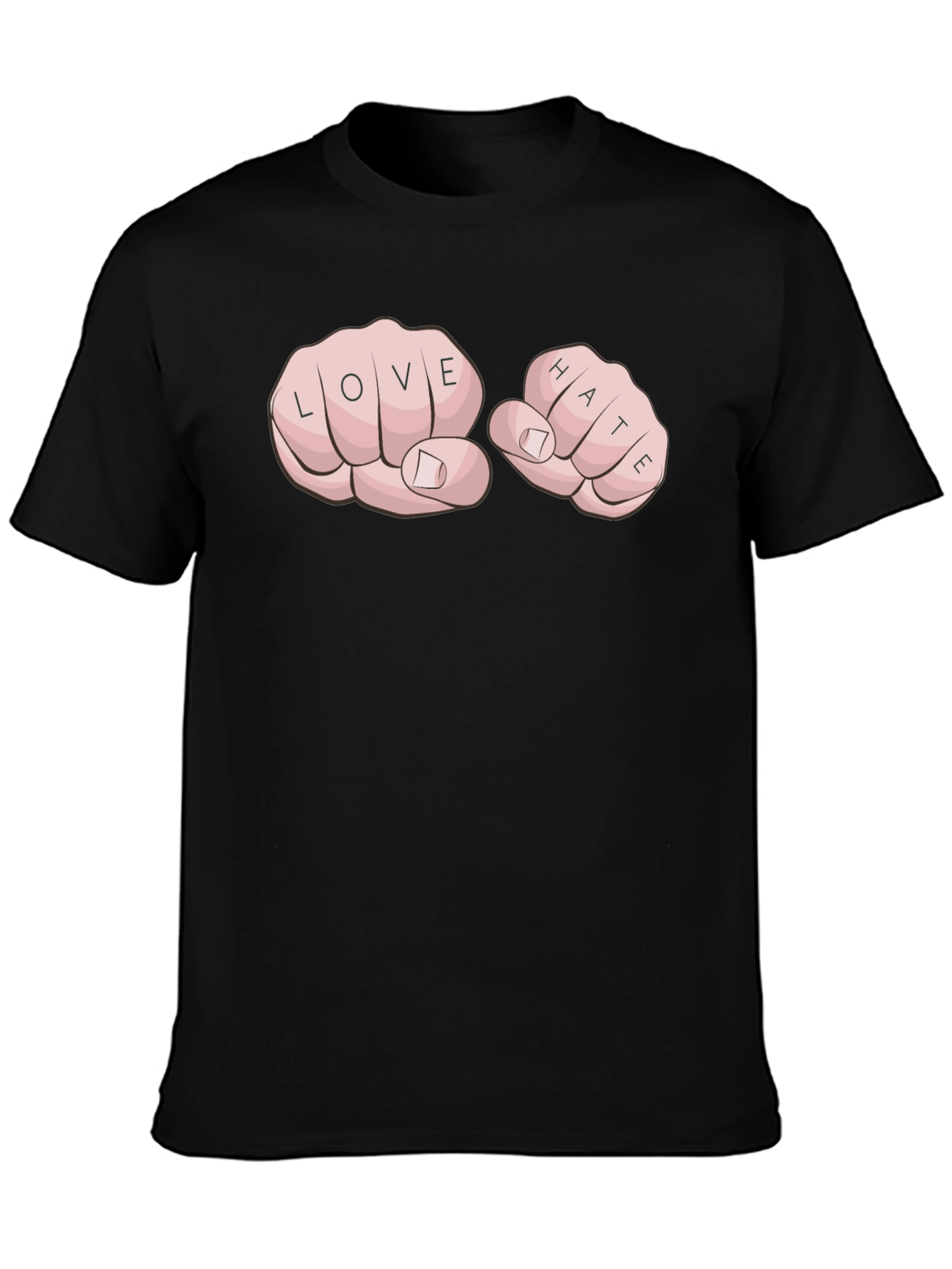 Love Hate Tattoo Fist Black T-Shirt