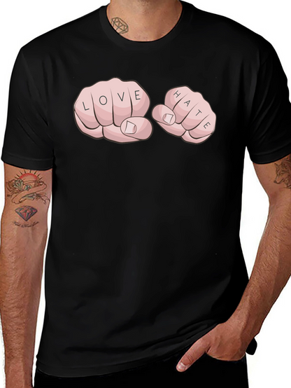 Love Hate Tattoo Fist Black T-Shirt