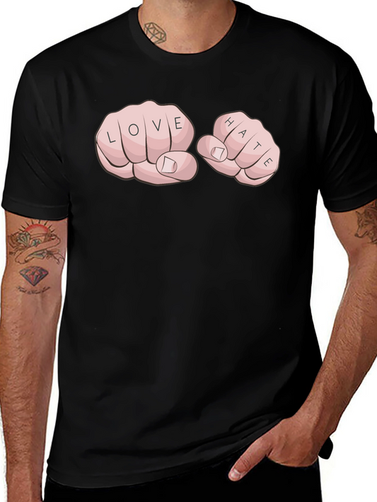 Love Hate Tattoo Fist Black T-Shirt