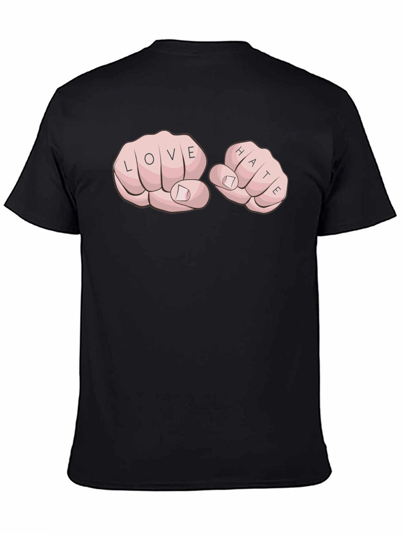 Love Hate Tattoo Fist Black T-Shirt