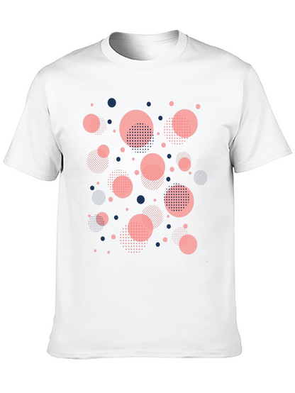 Modern Geometric Circle Pattern Black T-Shirt