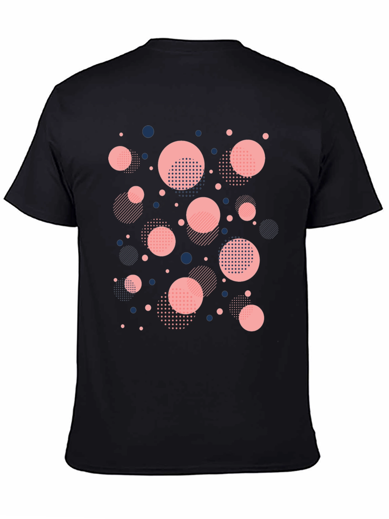 Modern Geometric Circle Pattern Black T-Shirt