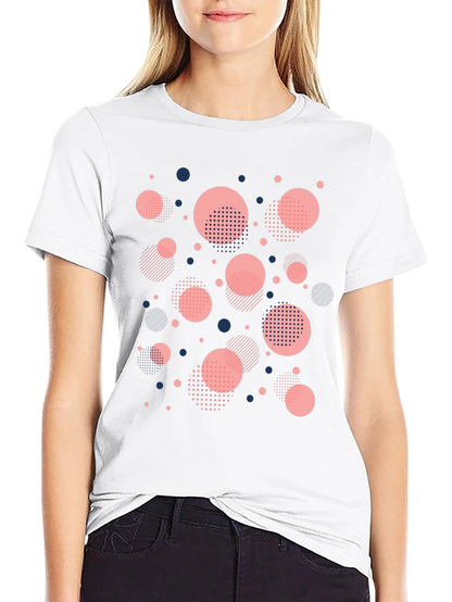 Modern Geometric Circle Pattern Black T-Shirt