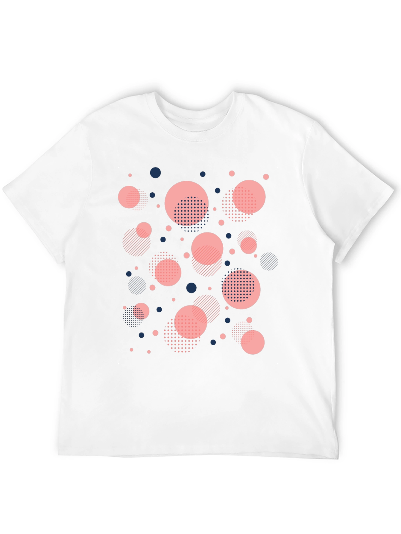Modern Geometric Circle Pattern Black T-Shirt