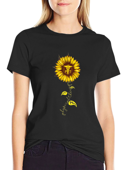 Physical Therapy Sunflower Graphic T-Shirt