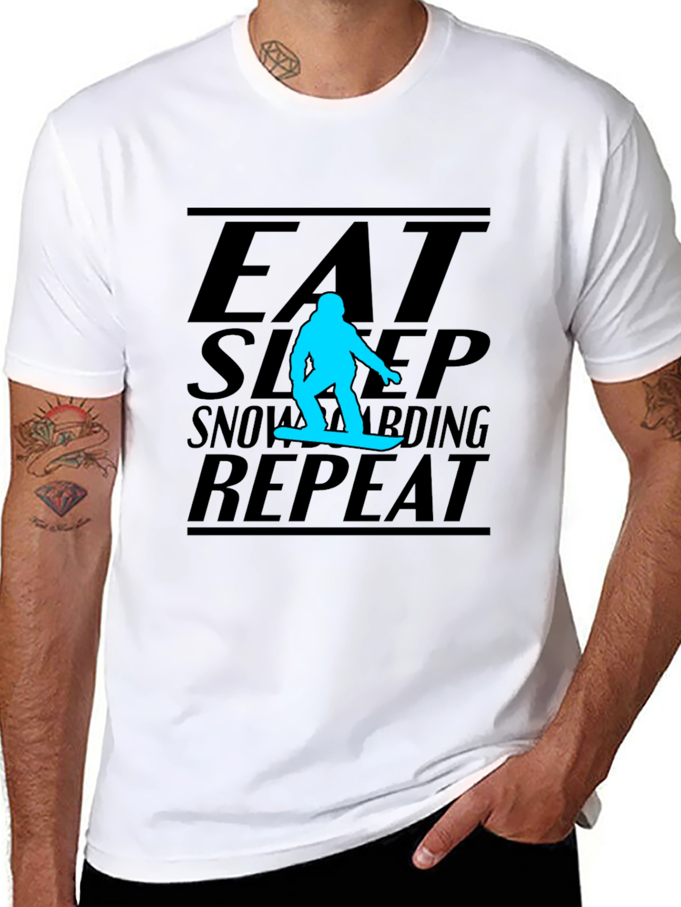 Eat Sleep Snowboarding Repeat Graphic Tee - Black