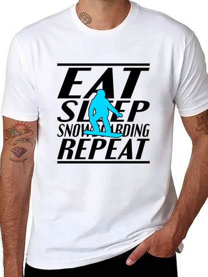 Eat Sleep Snowboarding Repeat Graphic Tee - Black