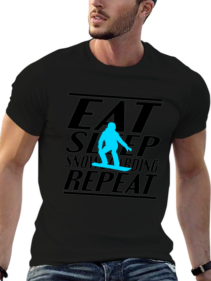 Eat Sleep Snowboarding Repeat Graphic Tee - Black