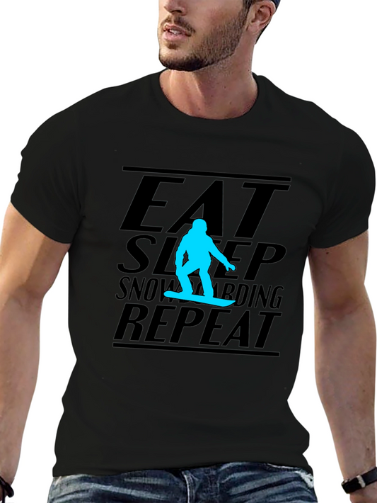 Eat Sleep Snowboarding Repeat Graphic Tee - Black