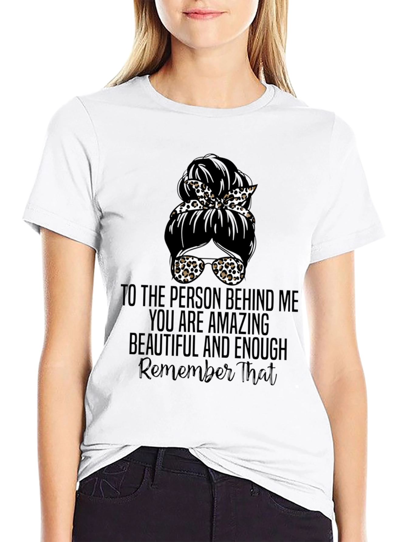 Messy Bun Leopard Print T-Shirt - Amazing & Beautiful