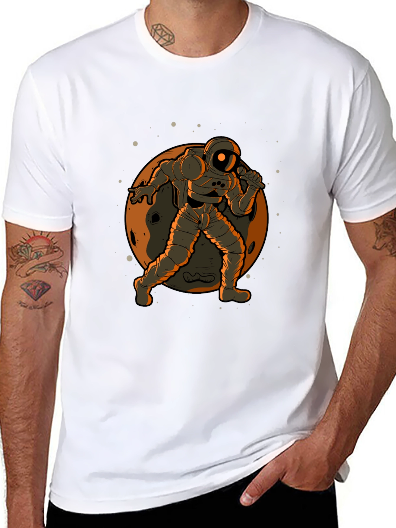 Astronaut on the Moon Graphic Tee - Black