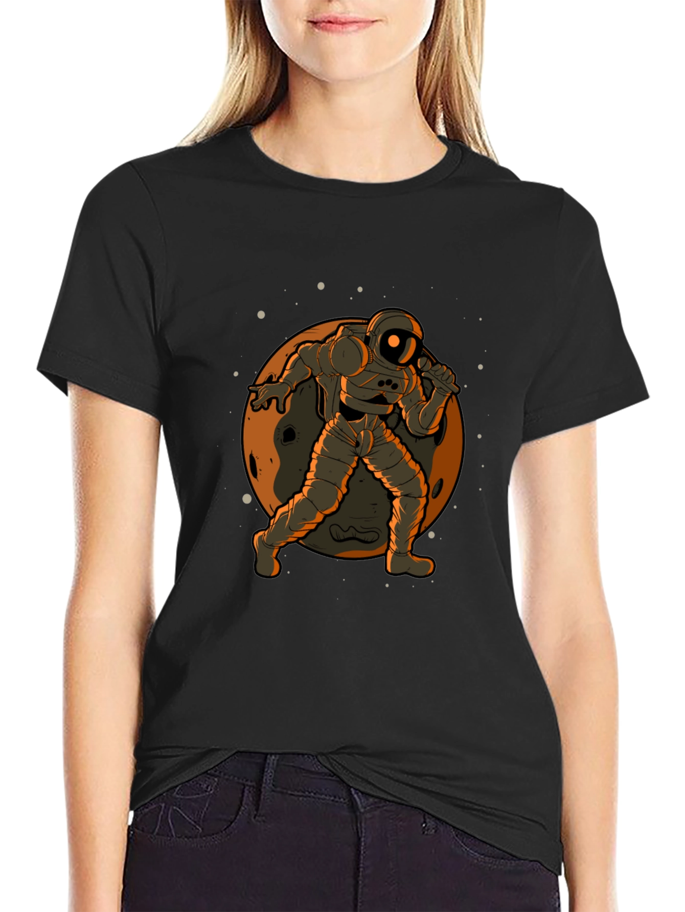 Astronaut on the Moon Graphic Tee - Black