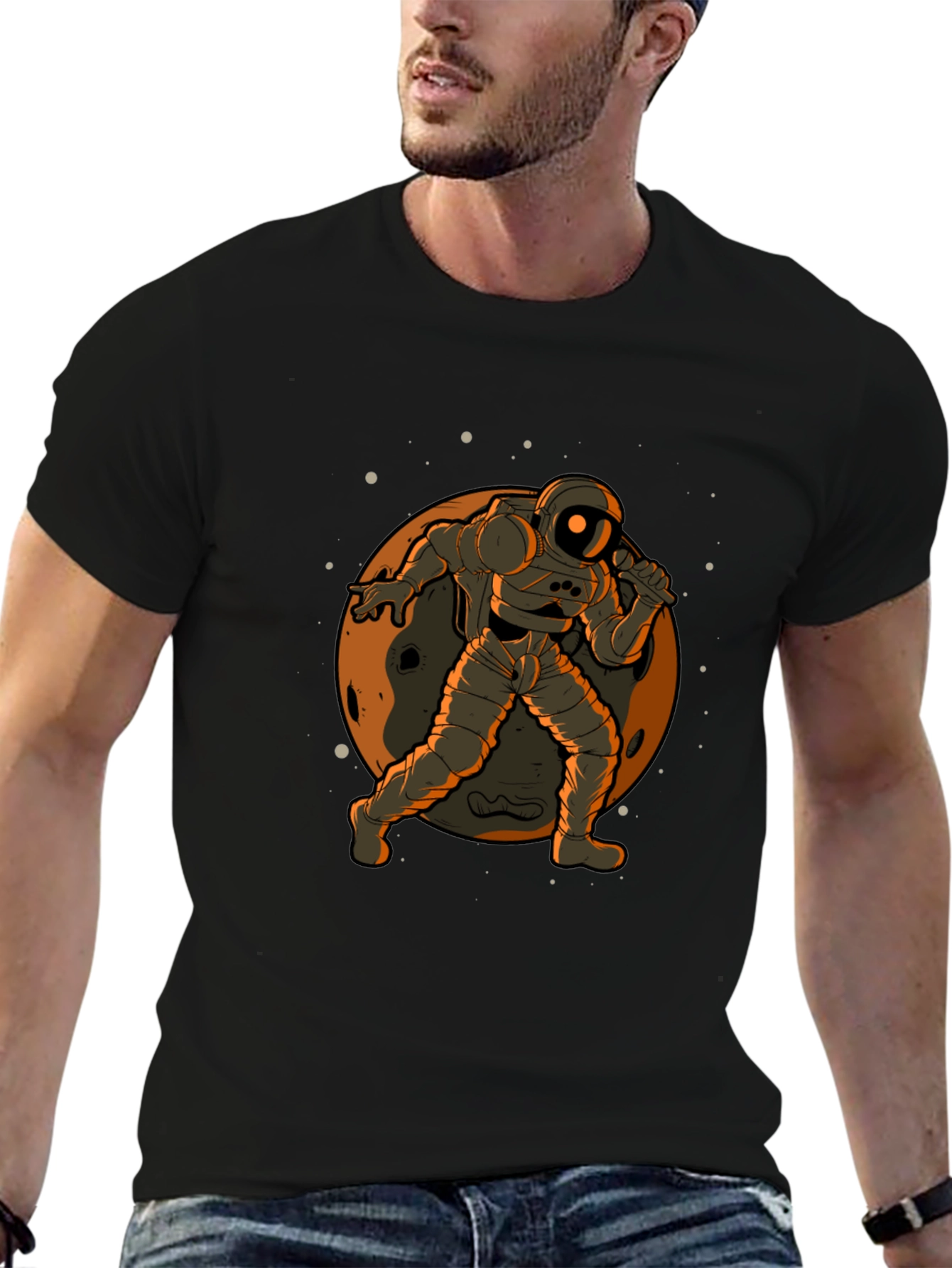Astronaut on the Moon Graphic Tee - Black