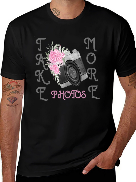 Take More Photos Floral Camera Graphic T-Shirt