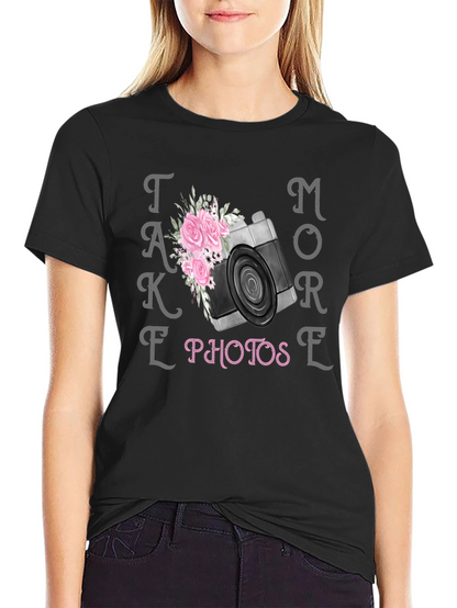 Take More Photos Floral Camera Graphic T-Shirt