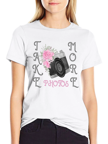 Take More Photos Floral Camera Graphic T-Shirt