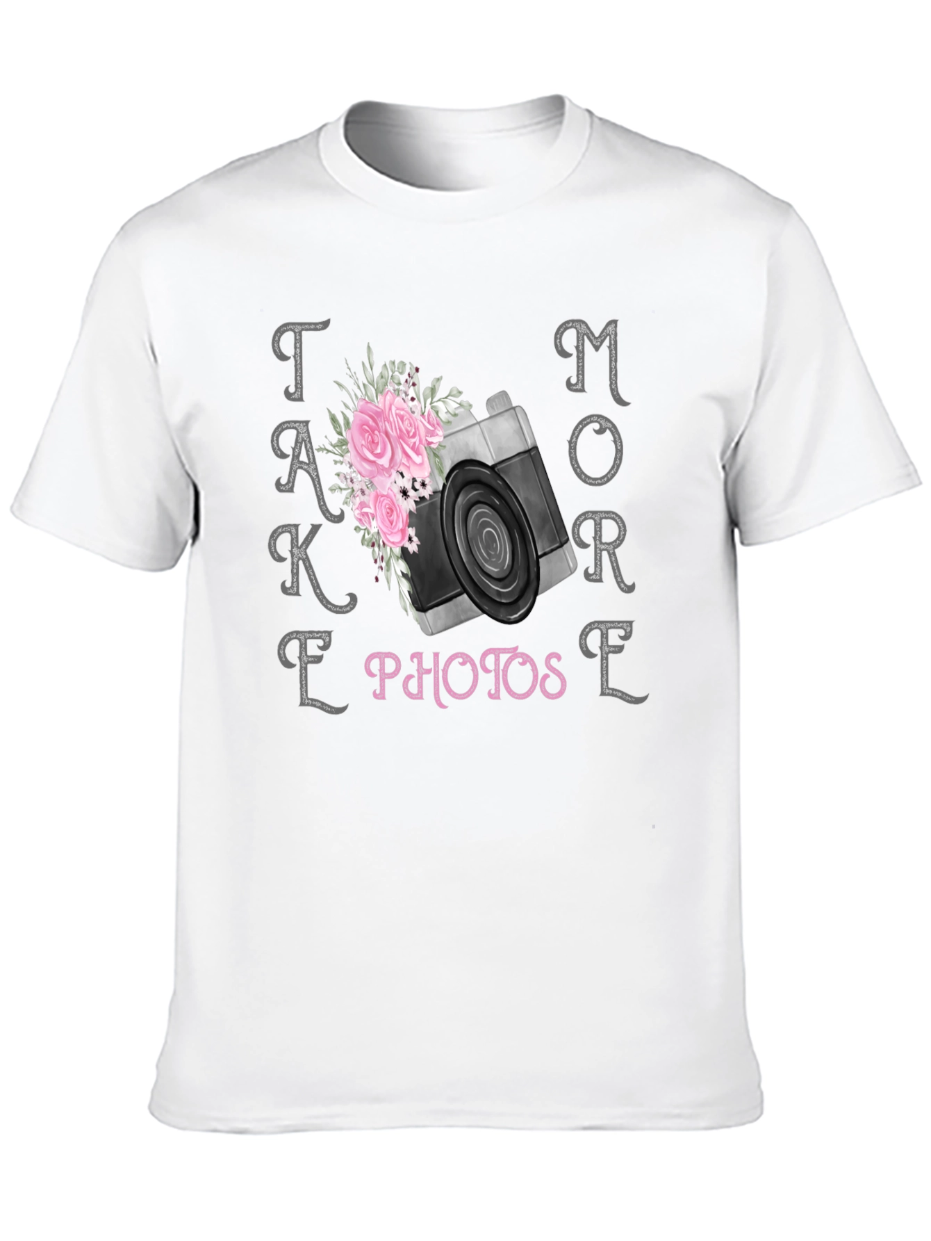 Take More Photos Floral Camera Graphic T-Shirt