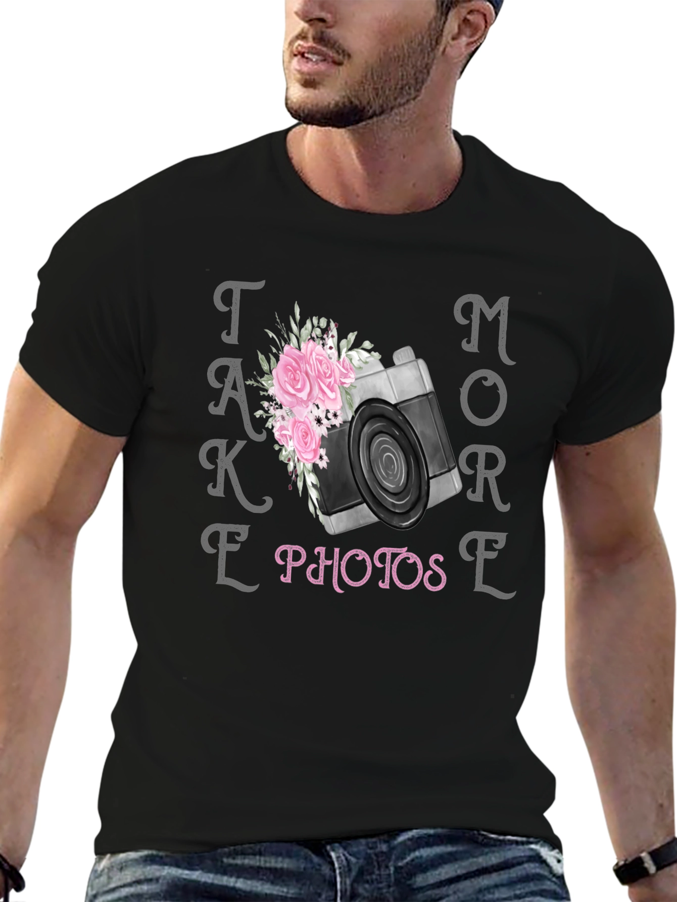 Take More Photos Floral Camera Graphic T-Shirt