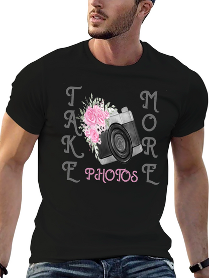 Take More Photos Floral Camera Graphic T-Shirt