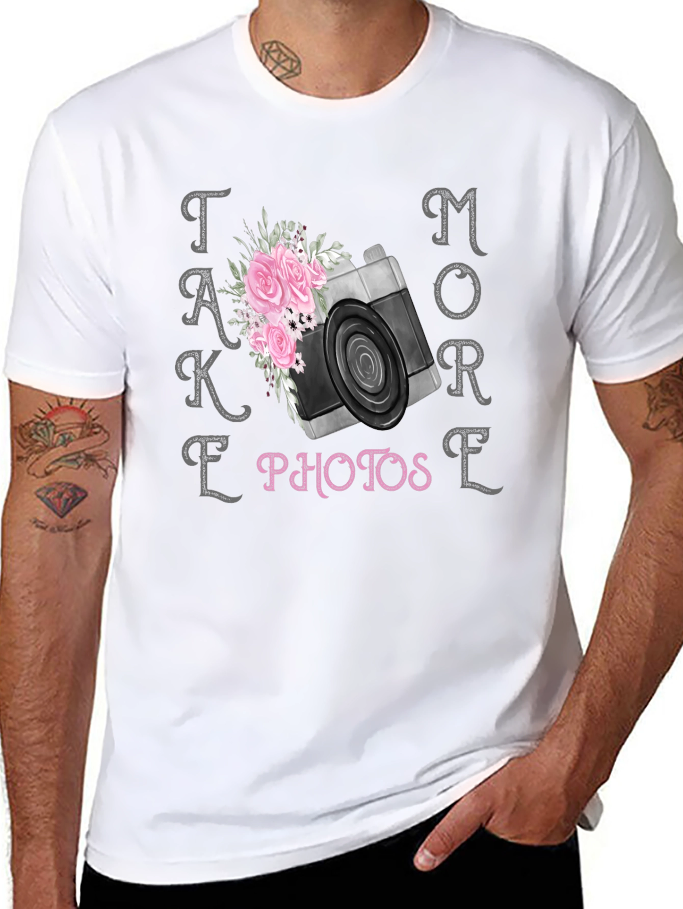 Take More Photos Floral Camera Graphic T-Shirt