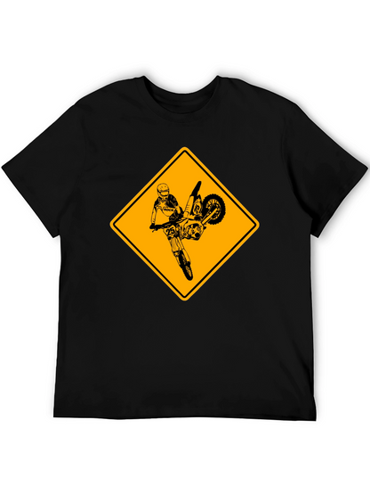 Motorcycle Stunt Warning Graphic T-Shirt