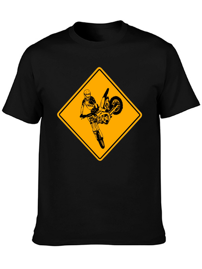 Motorcycle Stunt Warning Graphic T-Shirt