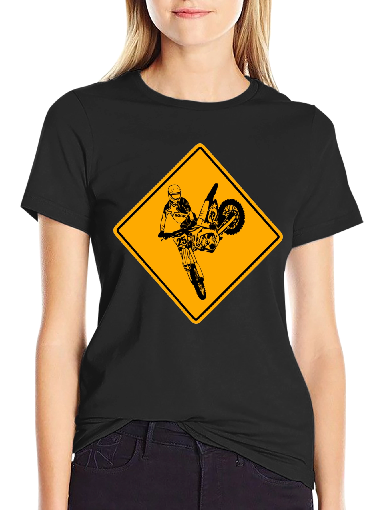 Motorcycle Stunt Warning Graphic T-Shirt
