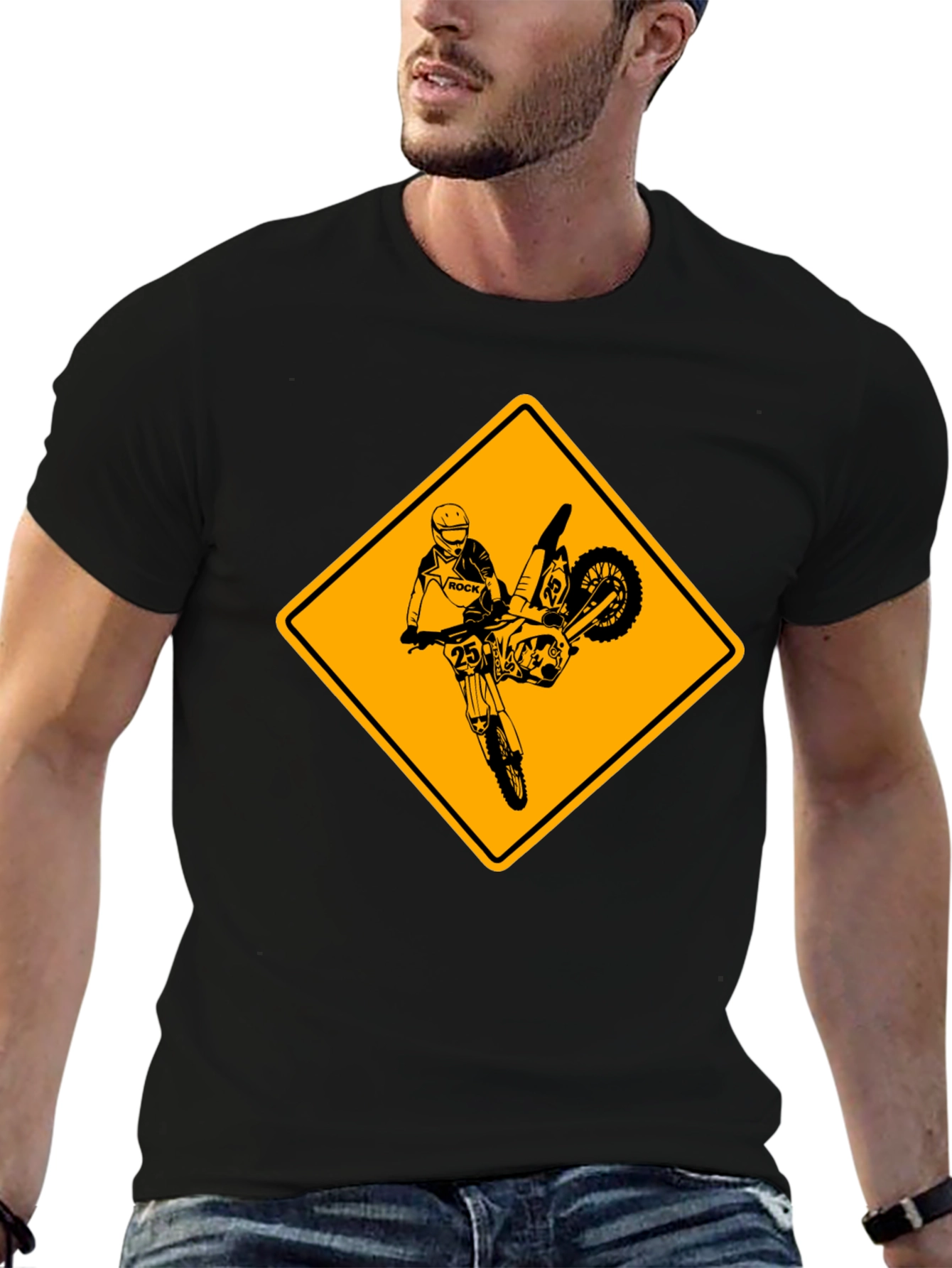 Motorcycle Stunt Warning Graphic T-Shirt