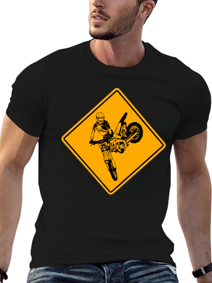 Motorcycle Stunt Warning Graphic T-Shirt