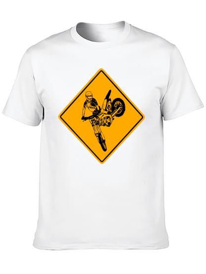 Motorcycle Stunt Warning Graphic T-Shirt
