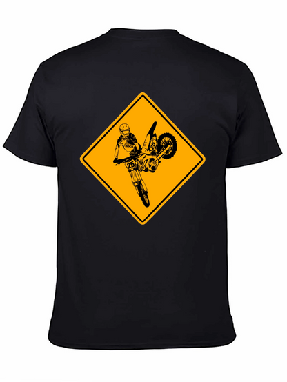 Motorcycle Stunt Warning Graphic T-Shirt