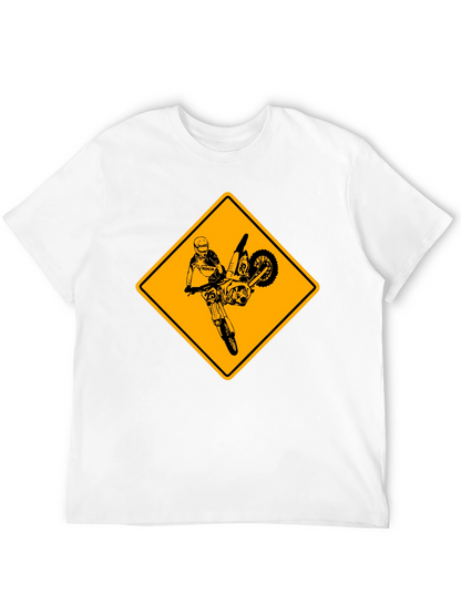 Motorcycle Stunt Warning Graphic T-Shirt